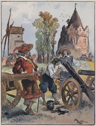 Illustration für Le Capitaine Bellormeau von und illustriert von A. Robida (Farblithografie)