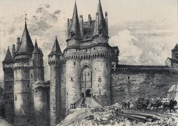 Le Chatelet in Vitré in Ille-et-Vilaine - Altes Frankreich - Bretagne - Text, Zeichnungen und Lithographien von Albert Robida (1848-1926) undatiert Ende 19. Jahrhundert