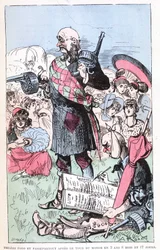 Phileas Fogg und Passepartout nach der Weltreise in 3 Jahren 8 Monaten und 17 Tagen, Parodie von Jules Verne, „Sehr außergewöhnliche Reisen von Saturnin Farandoul in 5 oder 6 Teile der Welt und in alle bekannten oder unbekannten Länder von Herrn Jules Vern