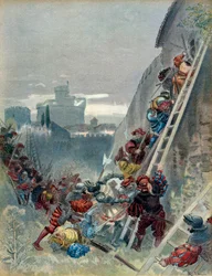 Siebter Italienischer Krieg (1526-1529): Tod von Charles III. von Bourbon (1490-1527) bei der Belagerung von Rom am 6. Mai 1527. Illustration