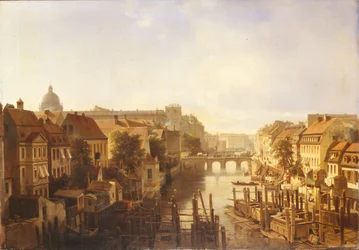 Blick auf die Lange Brücke vom Mühlendamm, 1850