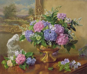 Stillleben mit Hortensien und Flieder