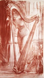 Junges Mädchen mit Harfe, 1903