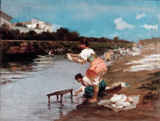 Wäscherinnen am Fluss