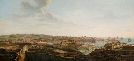 Eines von sieben Ansichten von Valletta, Malta und Umgebung, ca. 1753