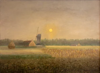 Windmühle in Latem bei Mondschein