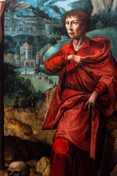 Christus am Kreuz zwischen der Jungfrau Maria und St. Johannes