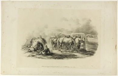 Biwak der Drachen der Italienischen Garde bei Wittenberg am Zehnten Juni