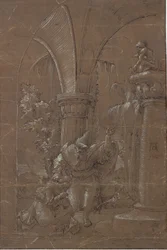 Die heilige Katharina von Alexandria verweigert die Anbetung des Götzen (?)