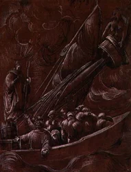 Der heilige Nikolaus von Bari tadelt den Sturm