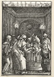 Der Fall und die Erlösung des Menschen: Joachims Opfer wird vom Hohepriester abgelehnt, um 1515