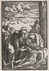Der Fall und die Erlösung des Menschen: Die Klage unter dem Kreuz, um 1515