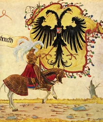 Triumphzug Kaiser Maximilians, Szene: Reichsbanner und Reichsschwert, Detail