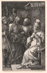 Christus vor Kaiphas, aus Die gravierte Passion