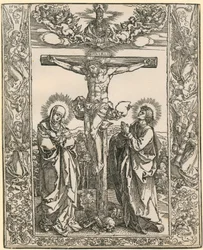 Christus am Kreuz mit Engelbordüre