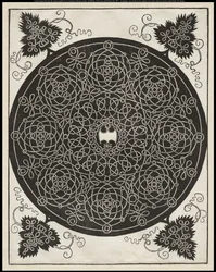 Fünfter Knoten, mit einem weißen Schild mit sechs Punkten in der Mitte, ca. 1506