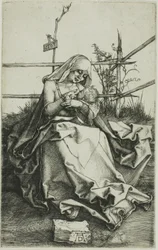 Madonna auf einer grünen Bank