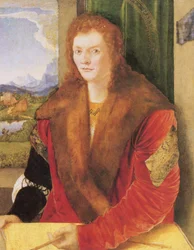 Porträt des heiligen Sebastian mit einem Pfeil