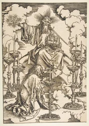 Der heilige Johannes erblickt die sieben goldenen Leuchter, aus „Die Apokalypse“, o. J.