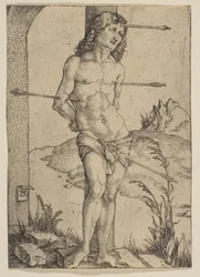 Der an die Säule gefesselte heilige Sebastian