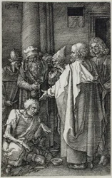 Die Heiligen Petrus und Johannes heilen einen Gelähmten am Tor des Tempels