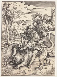 Samson zerreißt den Löwen