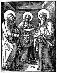St. Veronika mit dem Schweißtuch zwischen St. Peter und Paul, 1510, 1936