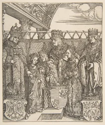 Der Kongress der Fürsten in Wien, aus dem Triumphbogen von Kaiser Maximilian I., 1515