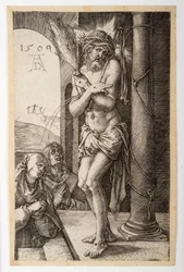Der Schmerzensmann an der Säule mit der Jungfrau und dem heiligen Johannes, aus der Gravierten Passion