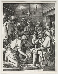 Die kleine Passion: Christus wäscht die Füße des heiligen Petrus