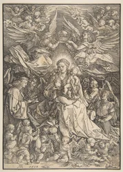 Die von vielen Engeln umgebene Jungfrau Maria