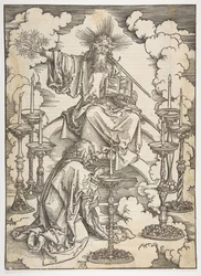 Die Vision der sieben Leuchter, aus der Apokalypse, deutsche Ausgabe 1498