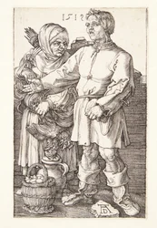 Der Bauer und seine Frau auf dem Markt