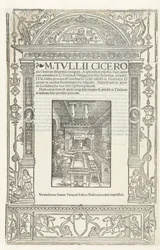 Titelseite von Ciceros Orationes mit dem Druckerzeichen von Jodocus Badius, 1520