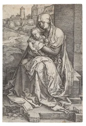 Jungfrau und Kind an der Mauer sitzend, 1514
