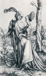 Junges Paar von Tod bedroht oder Der Spaziergang, 1495
