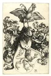 Wappen mit Löwe und Hahn, 1502-03
