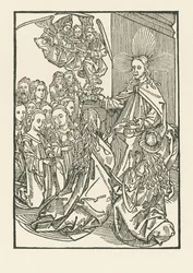 Der Lohn der Auserwählten, dargestellt durch die Krönung Marias im Kreis der Heiligen