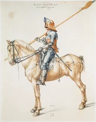 Der Waffenritter. Aquarellzeichnung nach einem Original von Albrecht Dürer