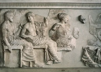 Poseidon, Apollo, Artemis und Aphrodite dargestellt auf dem Ostfries des Parthenon