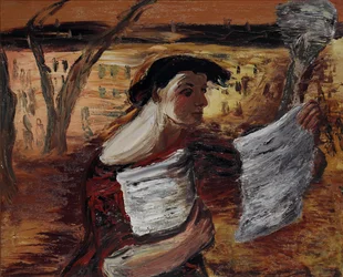Frau mit Flugblättern, 1933