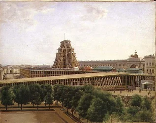 Errichtung der Alexandersäule auf dem Palastplatz