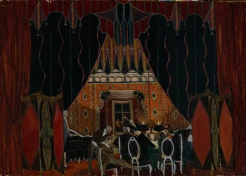 Bühnenbild für das Theaterstück Der Maskenball von M. Lermontov, 1917