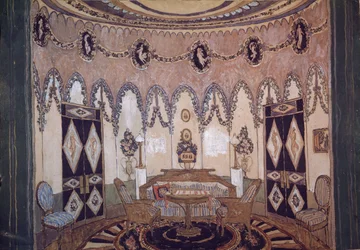 Bühnenbild für das Theaterstück Zwei Brüder von M. Lermontov, 1915
