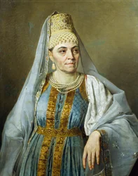 Porträt von Marfa Venetsianova in Kostüm von Alexey Venetsianov (1780-1847), ca. 1828