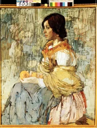 Eine italienische Frau mit Orangen