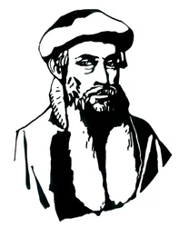 Porträt von Johannes Gutenberg (1400-1468) Illustration von Alessandro Lonati