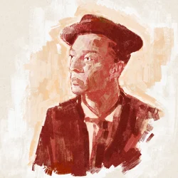 Porträt des Regisseurs und Schauspielers Buster Keaton (Illustration)