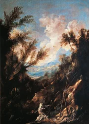 Mönche im Wald, von Alessandro Magnasco, bekannt als Lissandrino (1667-1749)
