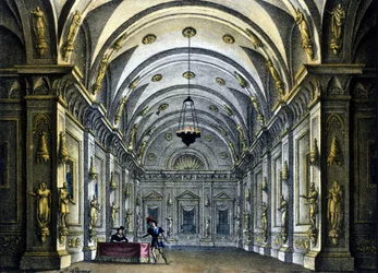 Bühnenbild von Sanquirico für die Oper „Anna Bolena“ von Gaetano Donizetti (1797-1848), aufgeführt im Teatro Carcano in Mailand